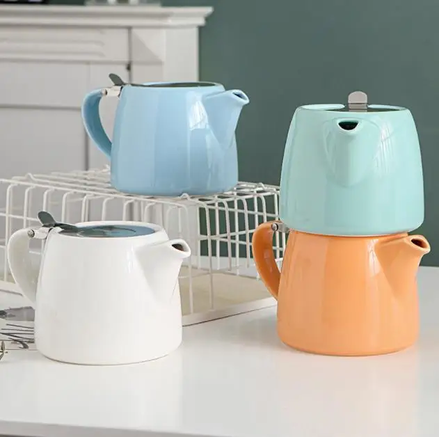  Nordic Style Ceramic Tea Pot Stainless Coffee Strainer English with Steel