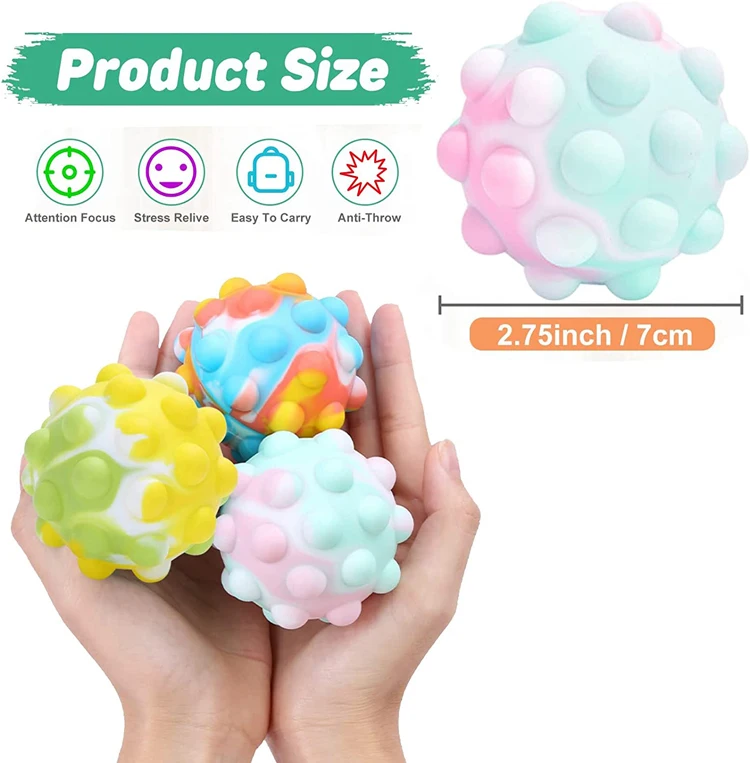New Arrive Food Grade Silicone Kids Sensory Toys Stress Balls Fidget Stress Relief Ball