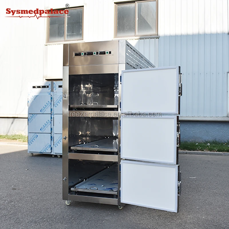 Freezerpalace nice price funeral home 3 bodies mortuary refrigerator Morgue cabinet cot funeral refrigerator freezer