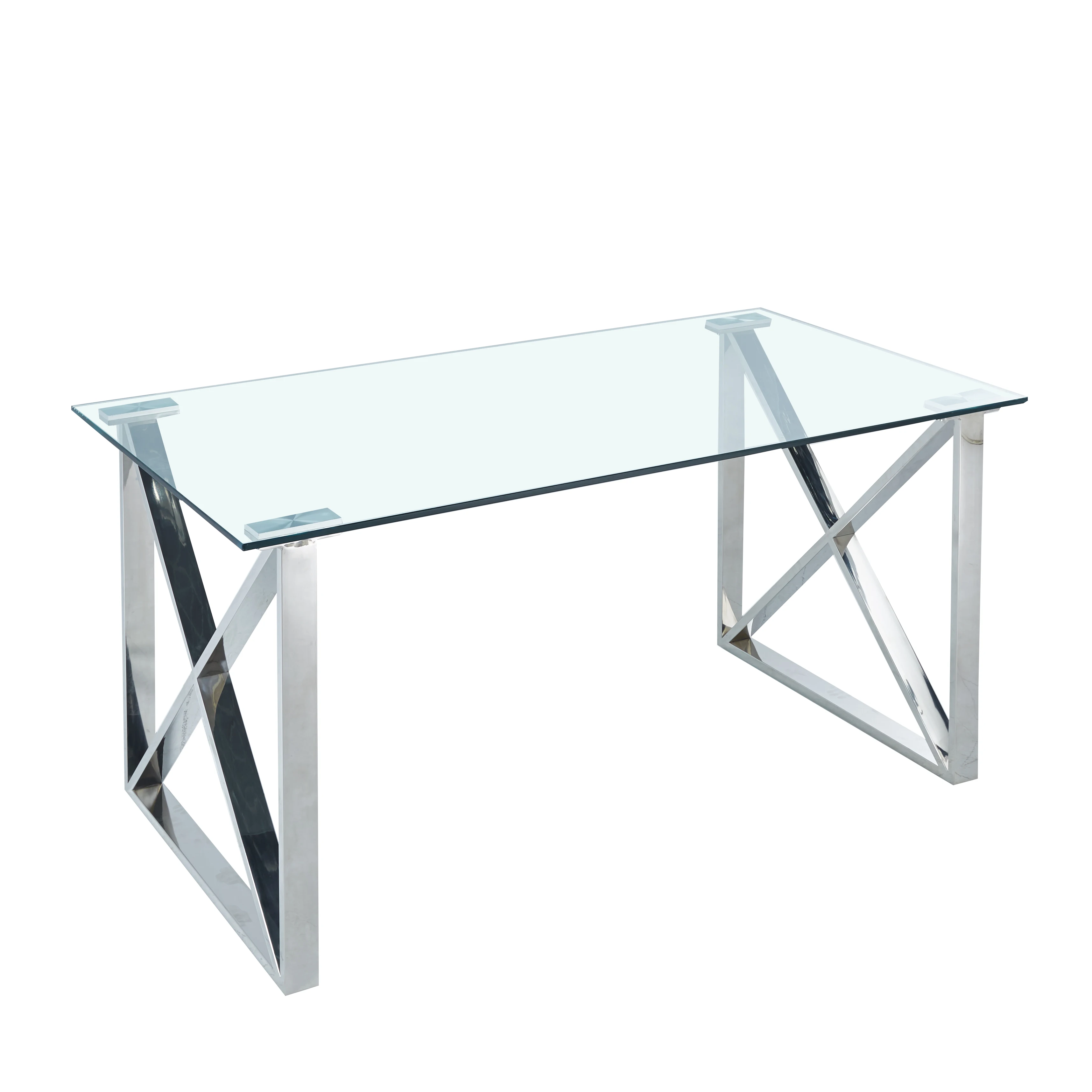 2024 European Italian luxury Stainless Steel glass dining table for dining room furniture 1+4 And 1+6 dining sets