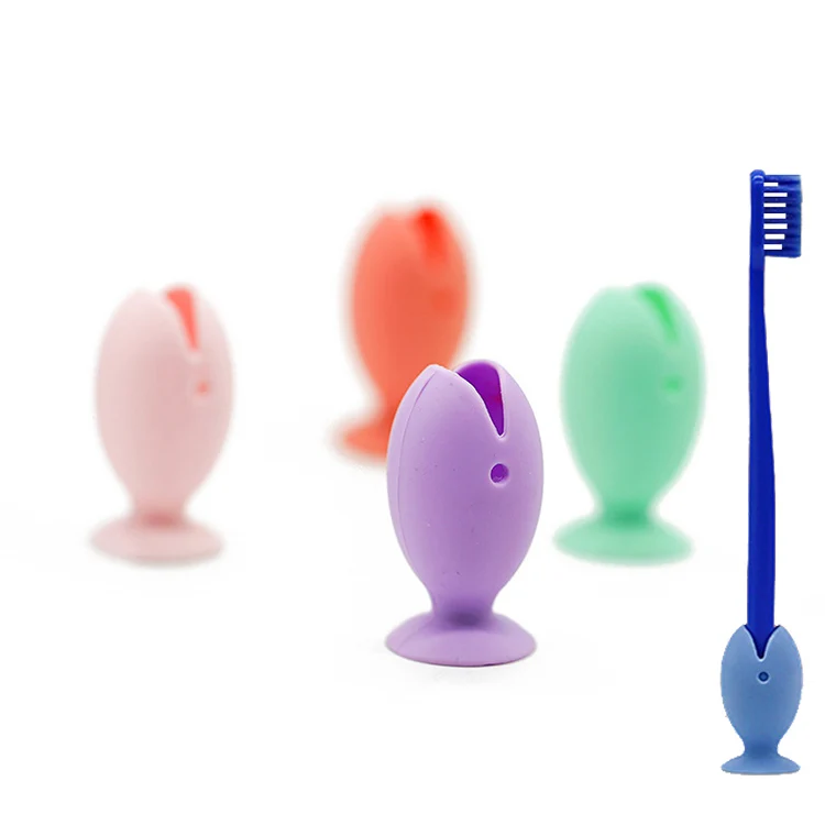 OEM & ODM Cute Little Fish Silicone Toothbrush Stand Holder Custom Logo Bathroom Storage Organizer