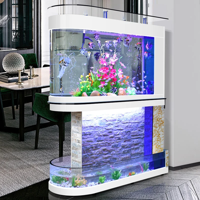 Water Curtain Wall Bullet Fish Tank Artificial Clear Custom Aquarium Fish Tanks