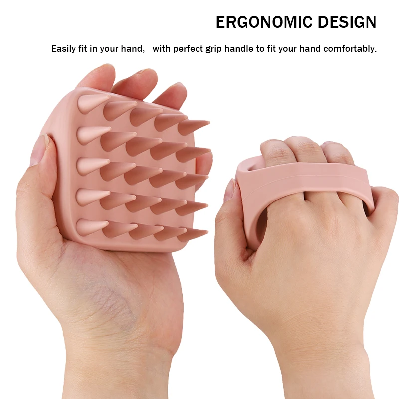 Upgraded Hair Scalp Massager Brush Pink Soft Silicone Wet Hair Washing Shampoo Brush Head Scalp Scrubber Comb for Hair Growth