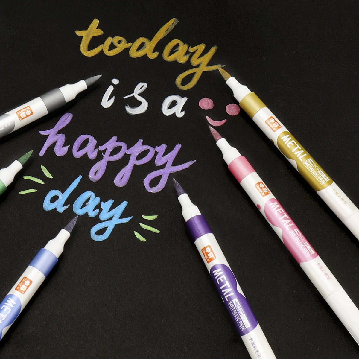 Graffiti painting wine glass plate metaillic color new permanent brush paint metallic marker pens