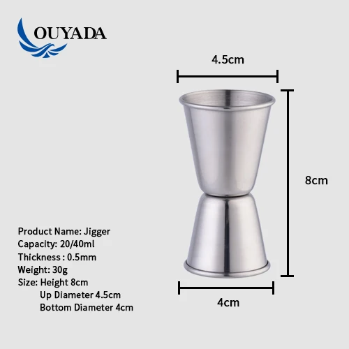 
Factory Direct 15ml 30ml stainless steel metal measuring bacardi custom bar jigger 