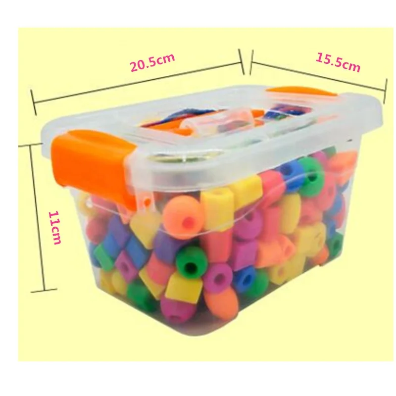 Small Lacing Beads for Kids Plastic Shapes Beads Colorful with Strings