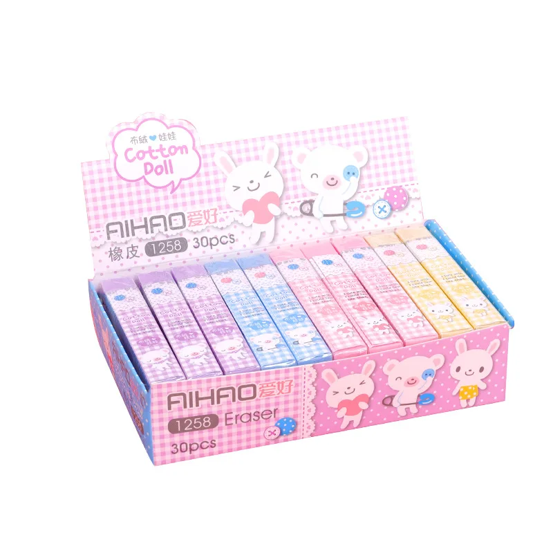 Wholesale color strip clean eraser student school supplies candy-colored eraser