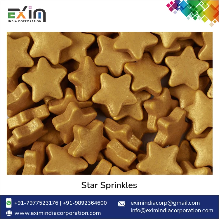 World Wide Selling Top Quality Ice-Cream and Sundaes Decoration Gold Color Sugar Star Sprinkles