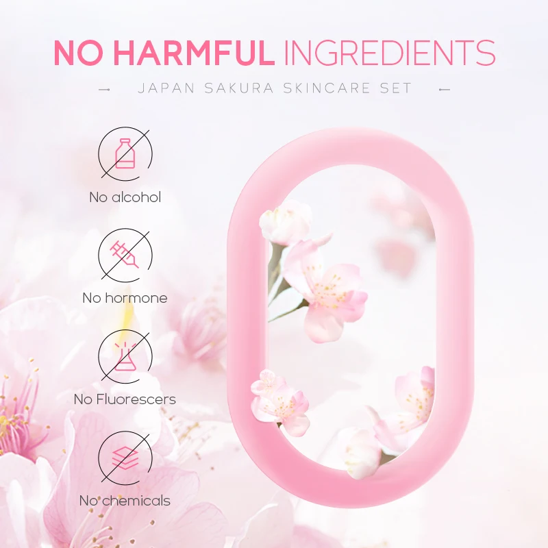 Natural Cherry Blossom Skin care Kit Moisturizing Whitening 4-Piece Combination Japan Sakura SkinCare Set