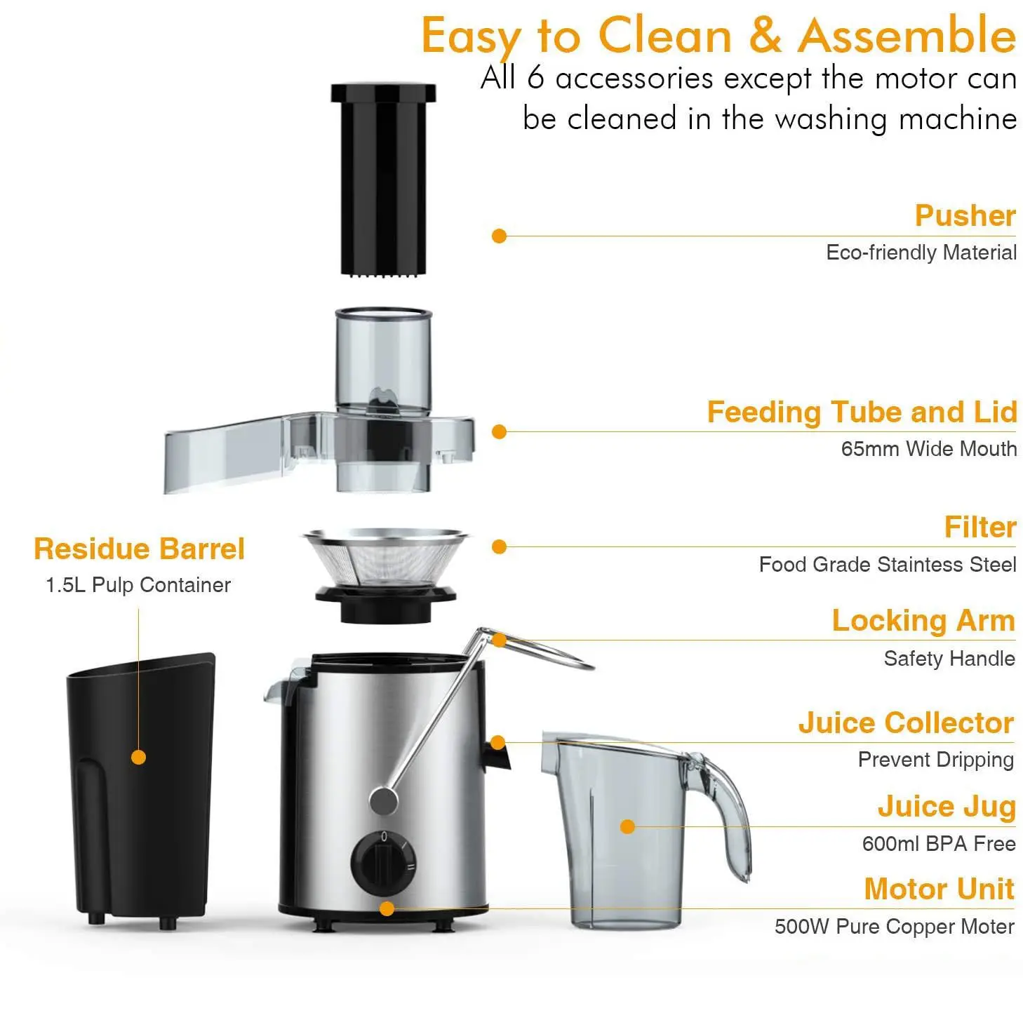 Home Appliances  Stainless Steel Fruit Slow Centrifugal Juicer For Household Fruit Juice Extractor