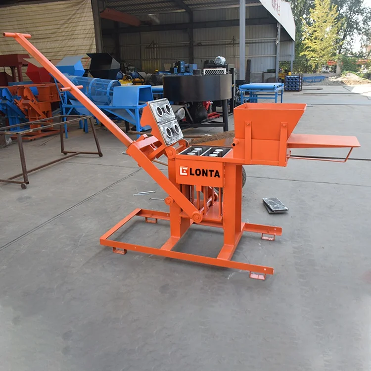 LONTA QMR2-40 simple manual hollow paver mould soil compressed earth mud clay brick block making machine brique for sale