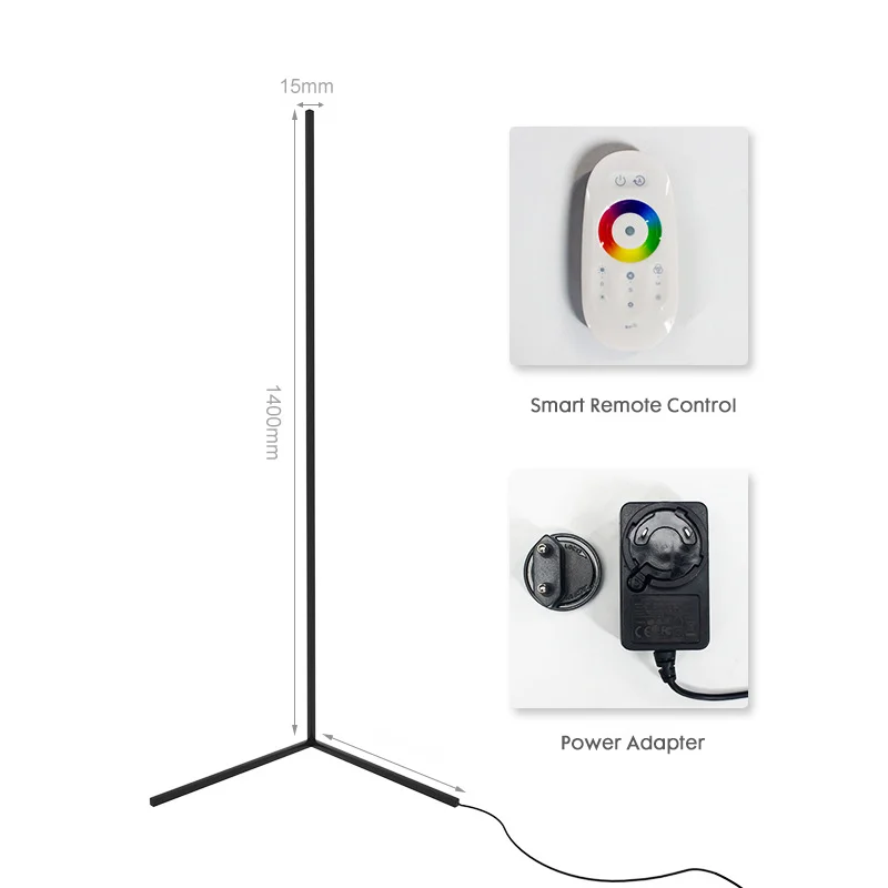 Modern Minimalist Aluminum Bedroom Standing LED Corner Floor Lamp for Home Decor Living Room Corner Standing