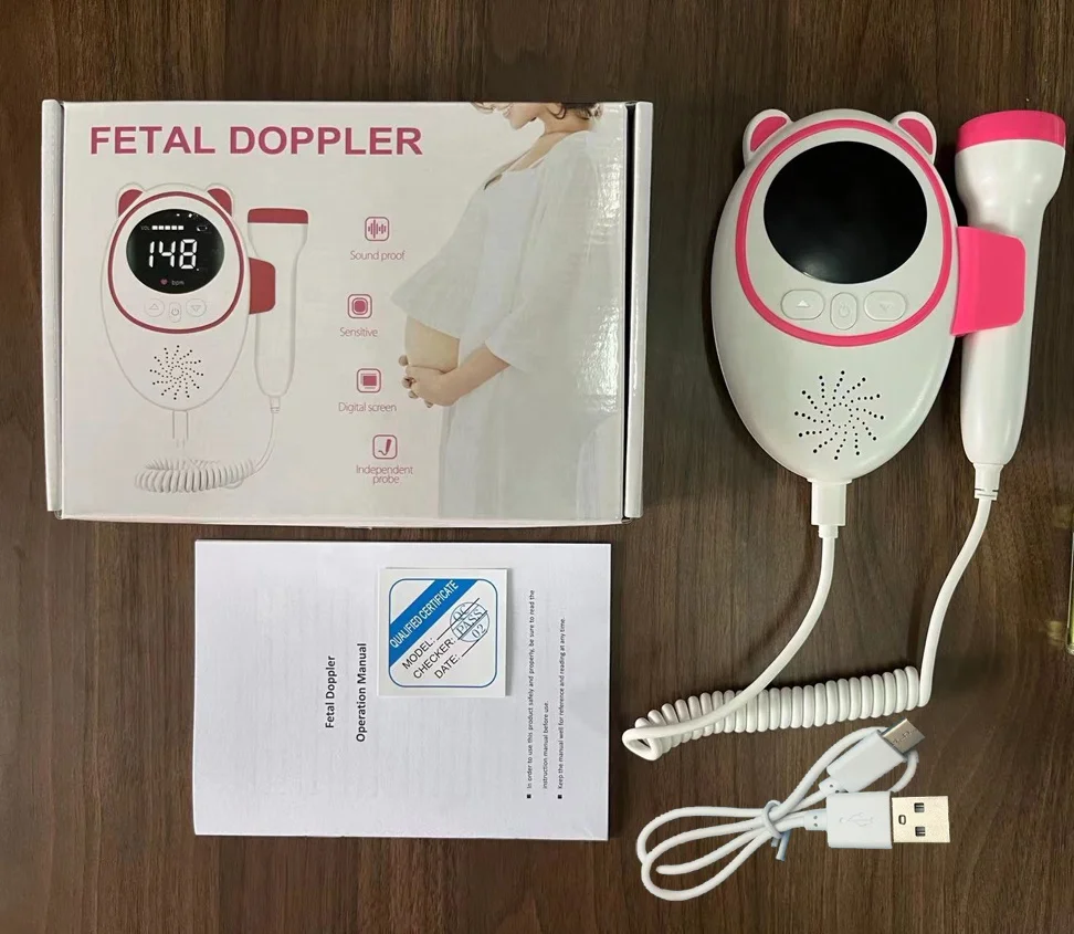 USB-зарядка Type-C перезаряжаемый фетальный допплер для беременности с литиевой батареей 1000 мАч