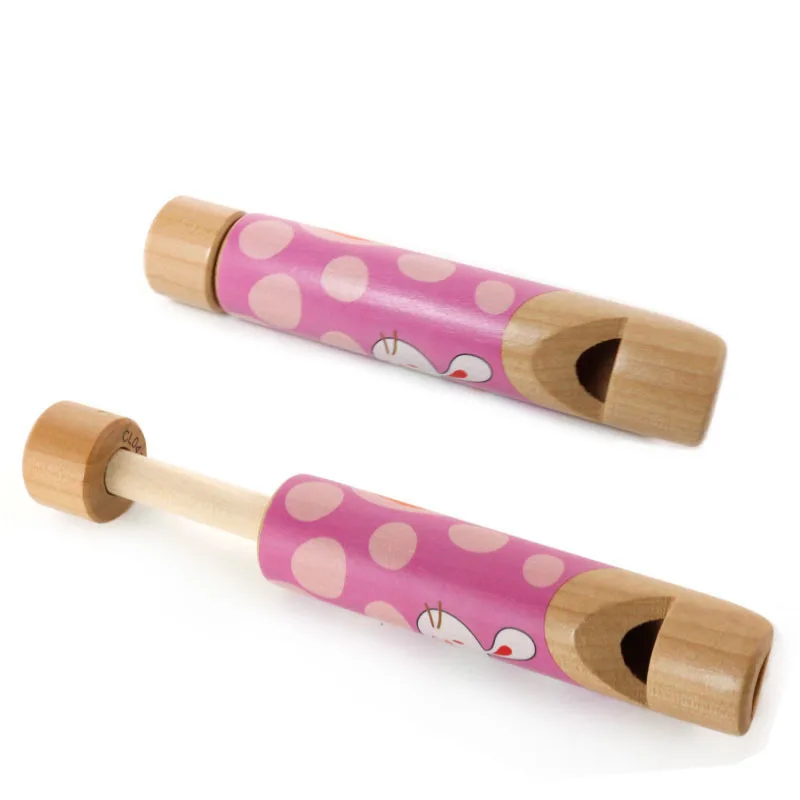 Wooden Children Slide Whistle Colorful Print Whistle Toys Funny Kids Music Toys