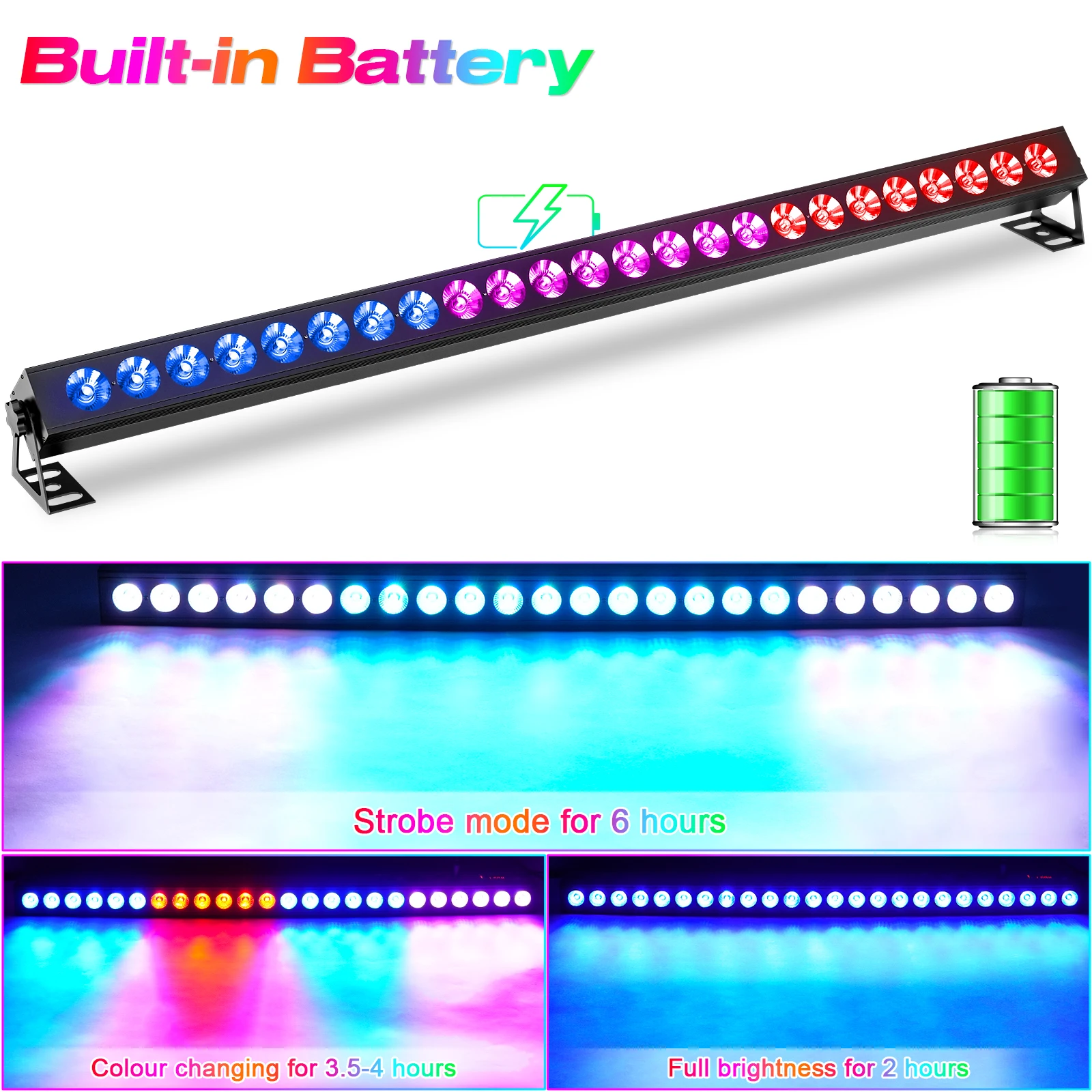 80W Aluminum 24Pcs Rgb Led Wall Washer Light Suitable With Battery Charging For Hotel Home Ktv Clubs Bars DJ Wall Wash Lamps