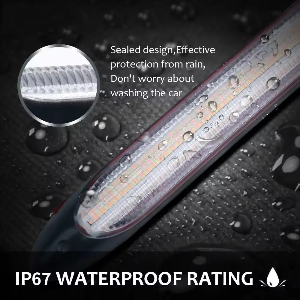 Universal Scan Car LED Daytime Running Light Waterproof Headlight Strip Sequential Flow Yellow Turn Signal White DRL Light