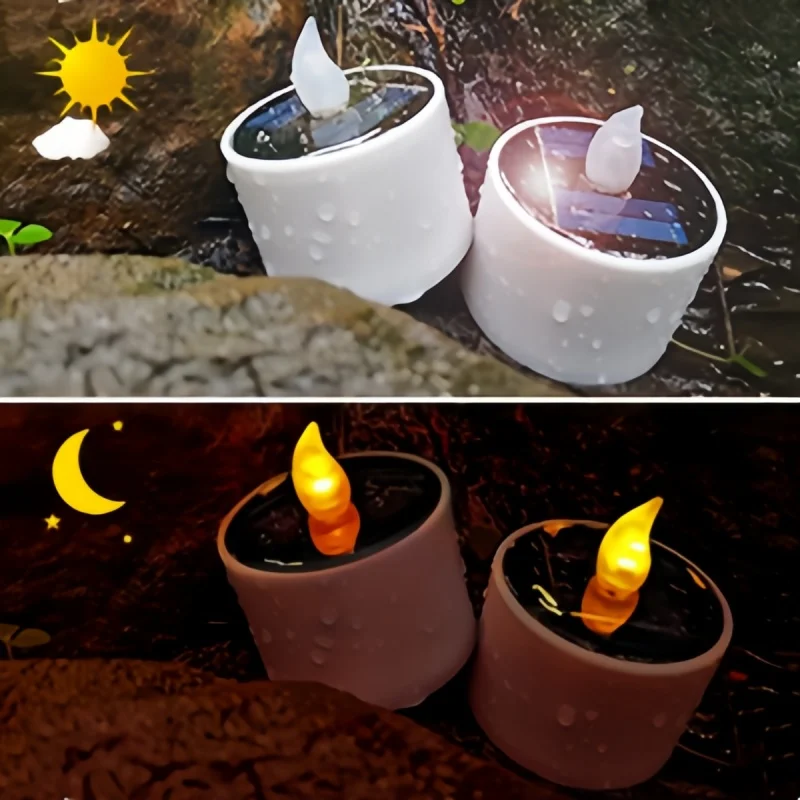 Ramadan Decorative Easter Day Led Solar Candle Lamp Flashing Solar Electronic Candle Yellow Color Lighting for Living Room Decor
