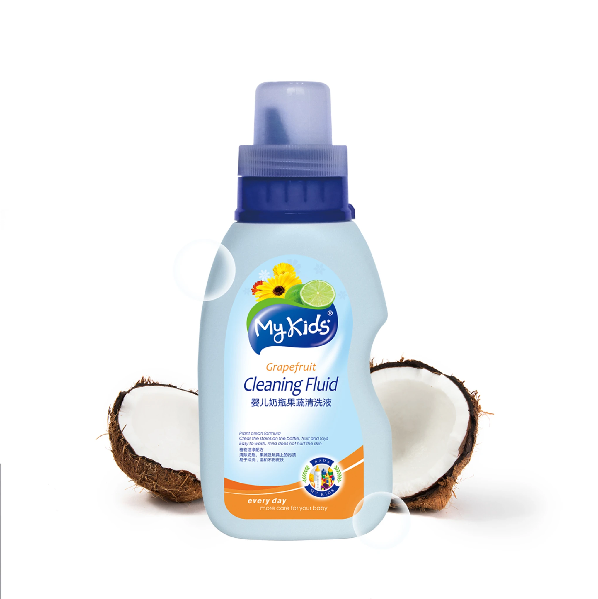 OEM Manufacturer Natural Coconut Oil Children Toys Cleaning Milk Residue Baby Milk Bottle Fruit And Vegetable Cleaning Solution