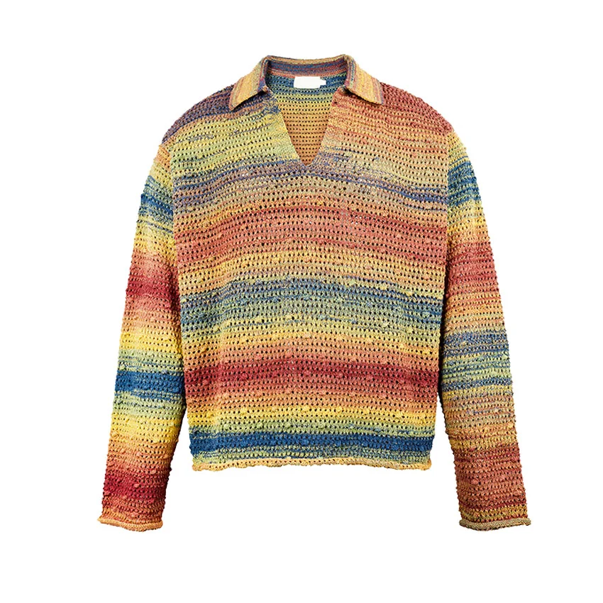 Finch Garment Stripe Fuzzy Cardigan knit sumptuous cashmere Long sleeves Ribbed cuffs and hem Cardigan men knitted sweater