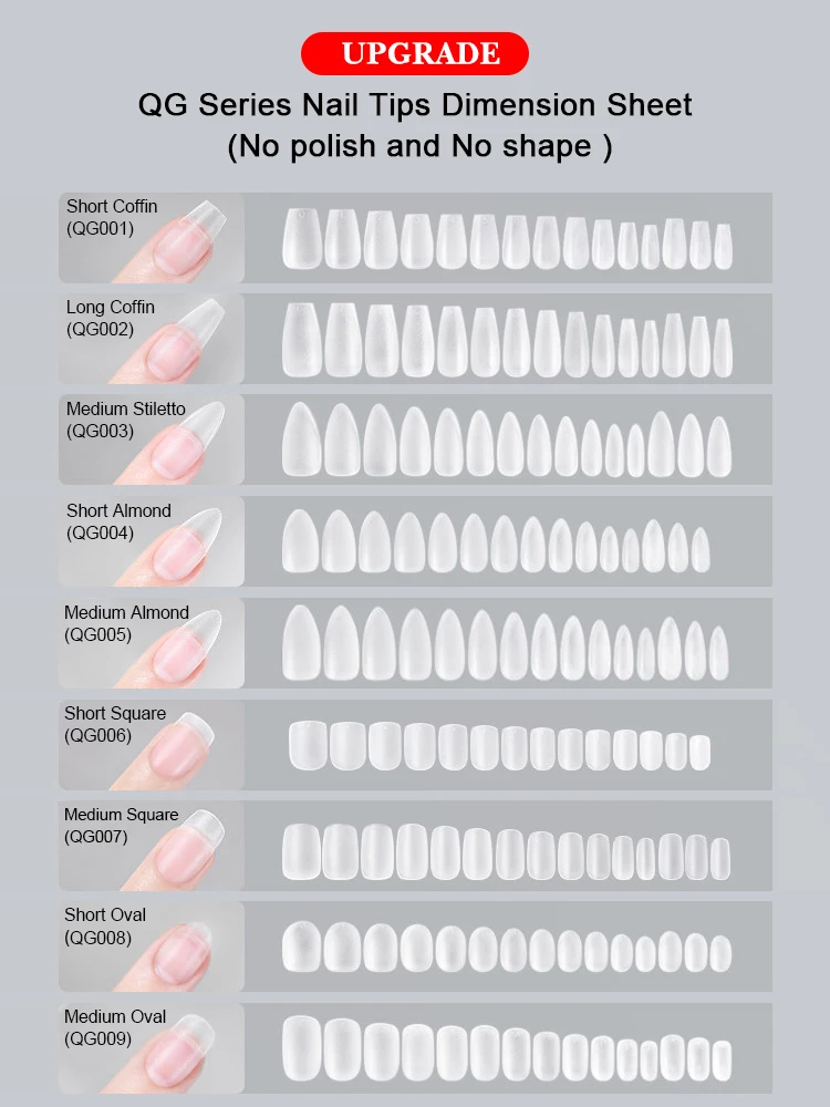 Quengel Artificial fingernails boxed frosted medium oval gel nail extension full cover gel x press on nail tips