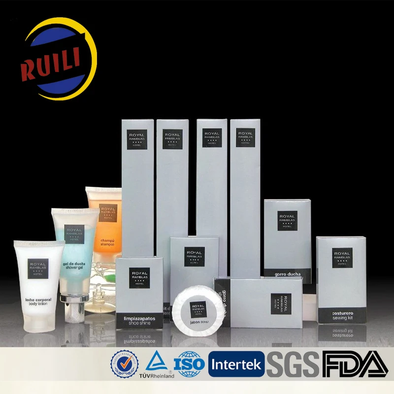 Hotel toiletries soap shampoo shower gel bottle