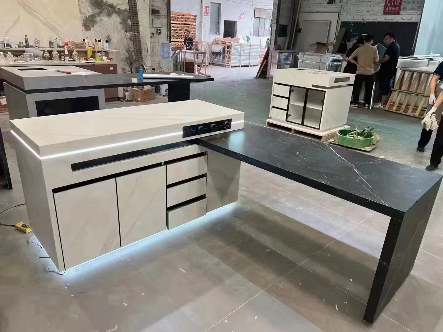 Modern Small Organizer Smart Laminate Base Kitchen Island Cupboard White Kitchen Cabinet With Counter top