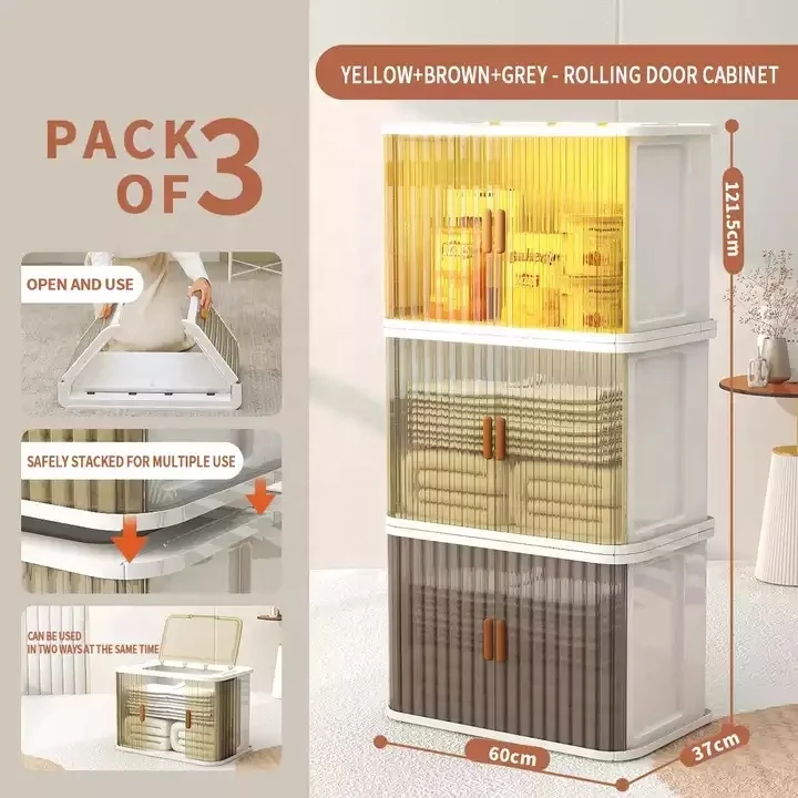 Haixing Installation-free layer cabinet office bathroom One-piece design Rolling Door collapsible  plastic storage cabinets