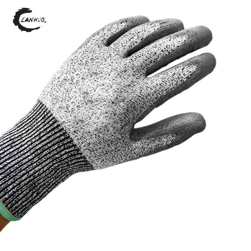 PU Coated Palm Protection Safety Work Grey Cut Resistant Gloves