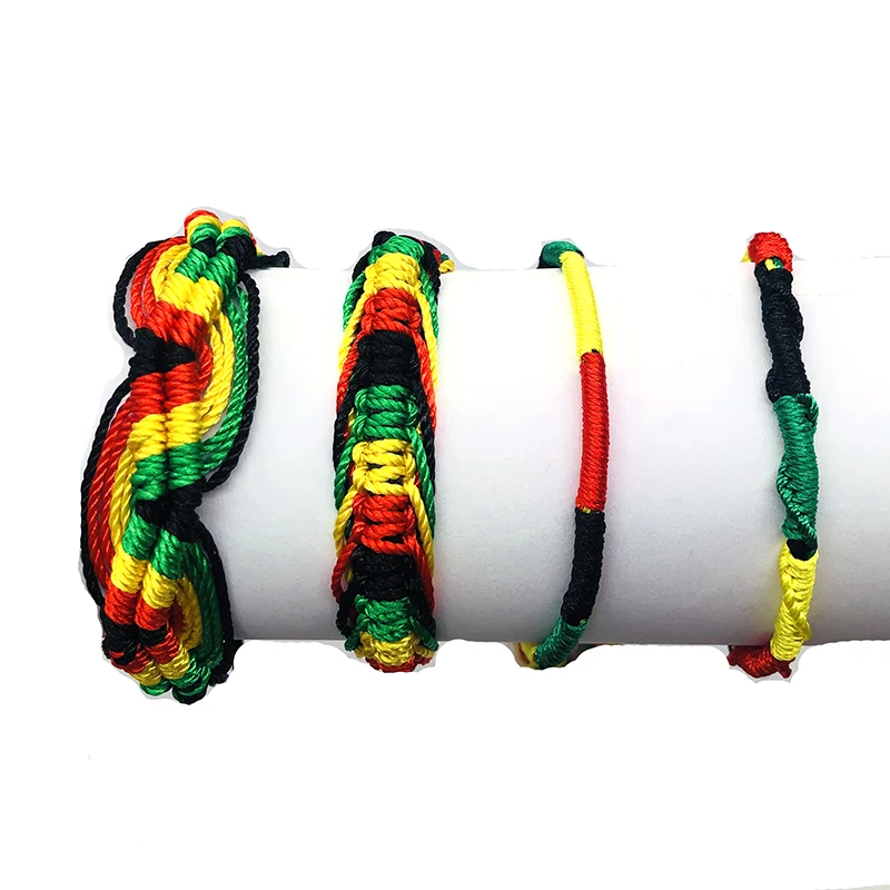 Rasta Friendship Bracelet Wristband Cotton Silk Reggae Jamaica Surfer Boho Adjustable Jewellery