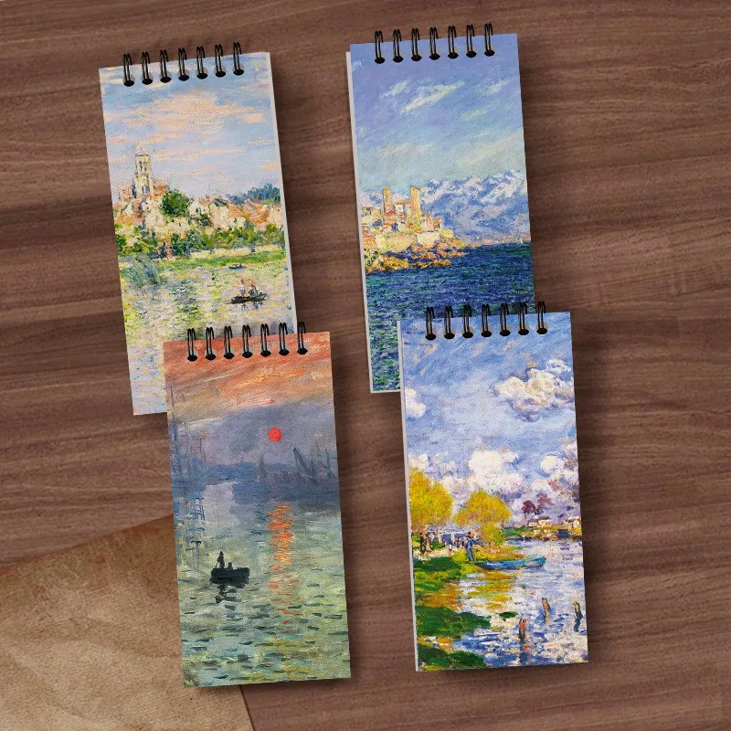 Mini notebook monet van gogh Patterns Pocket Notepads Small Journal for Women Kids Teacher Classroom Office Grid coil book