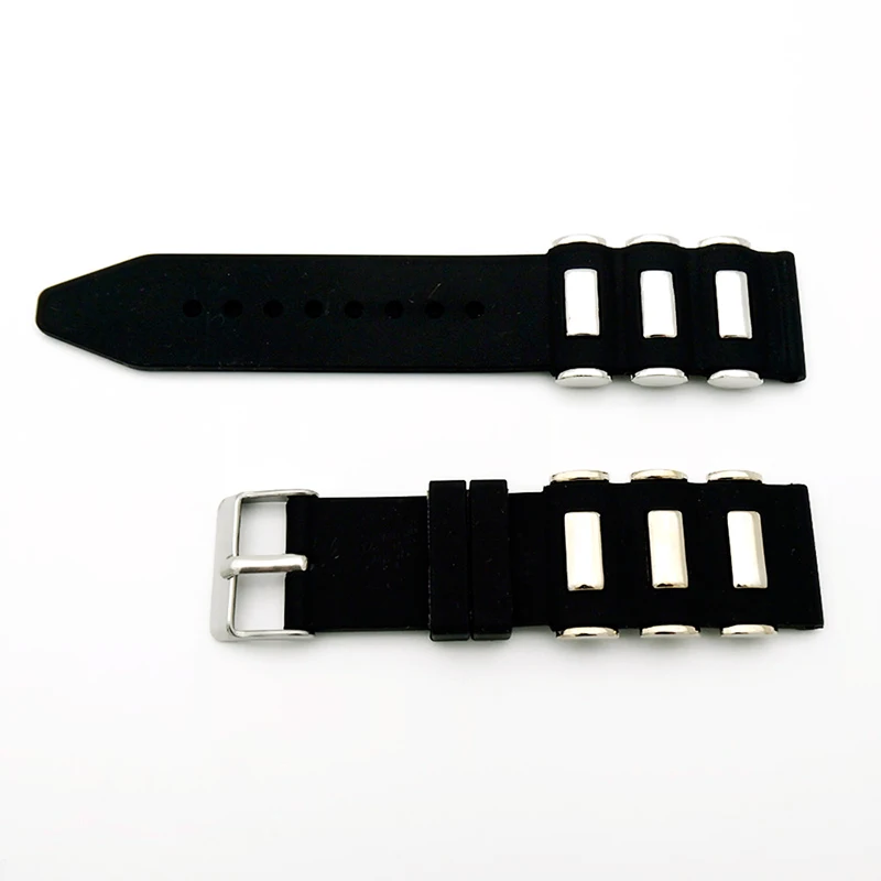hot sell silicon watch band 20 22 24 26mm luxury classic with metal particles