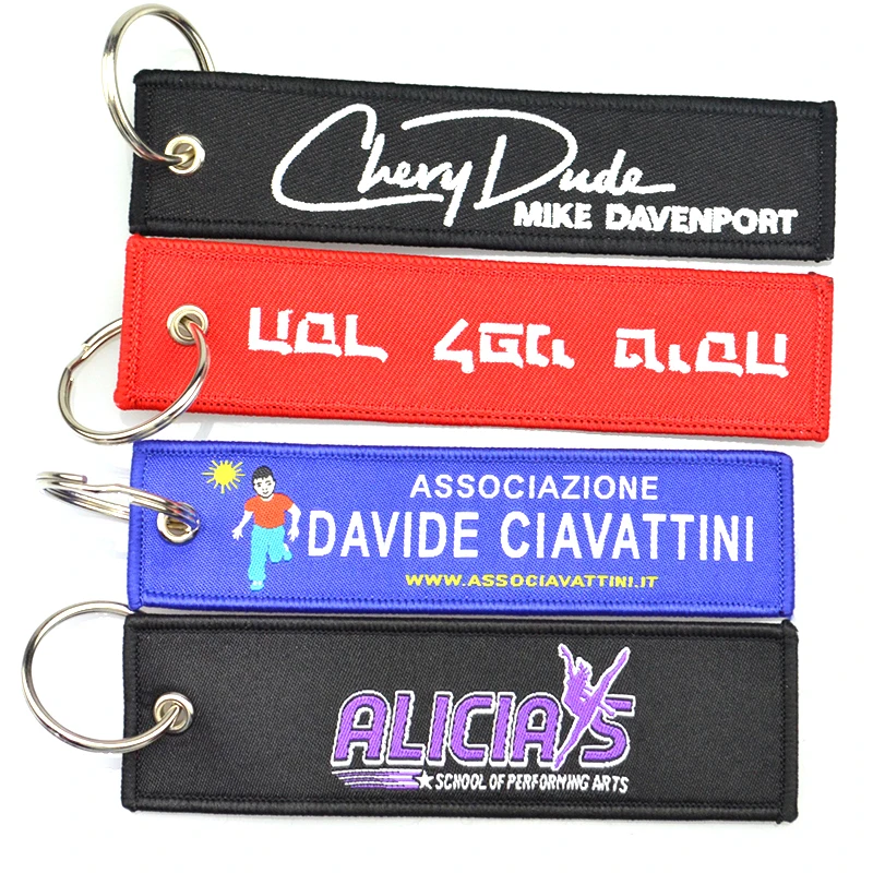 Personalized Wholesale Custom Fabric Embroidery Key Ring Tag Embroidered Key Chain Keyring Keychain