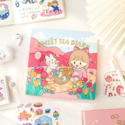 100Pcs Diary Sticker Scrapbooking Sweet Tea Diary  Planner Japanese Junk Journal Kawaii Decorative Stationery Craft Sticker