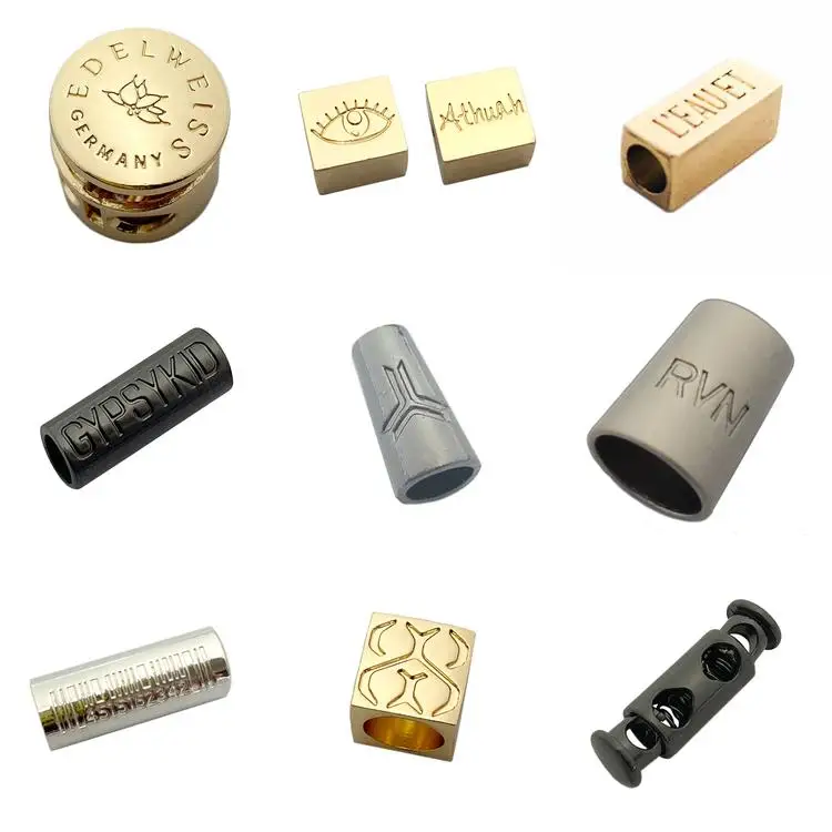 Newest leather draw end lock customized metal cord stopper with logo