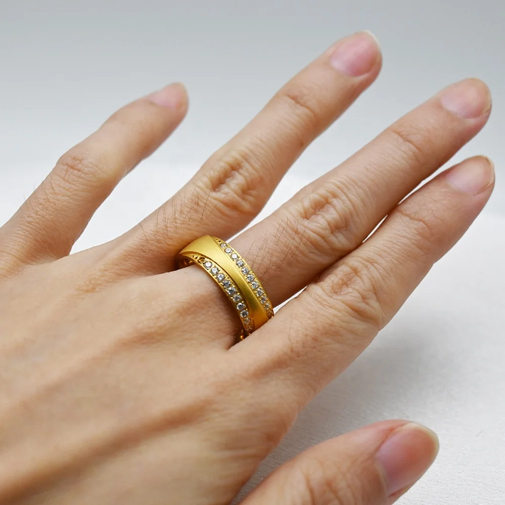 Factory wholesale love cubic zirconia moissanite diamond wedding rings 18k gold plated ring for ladies girls