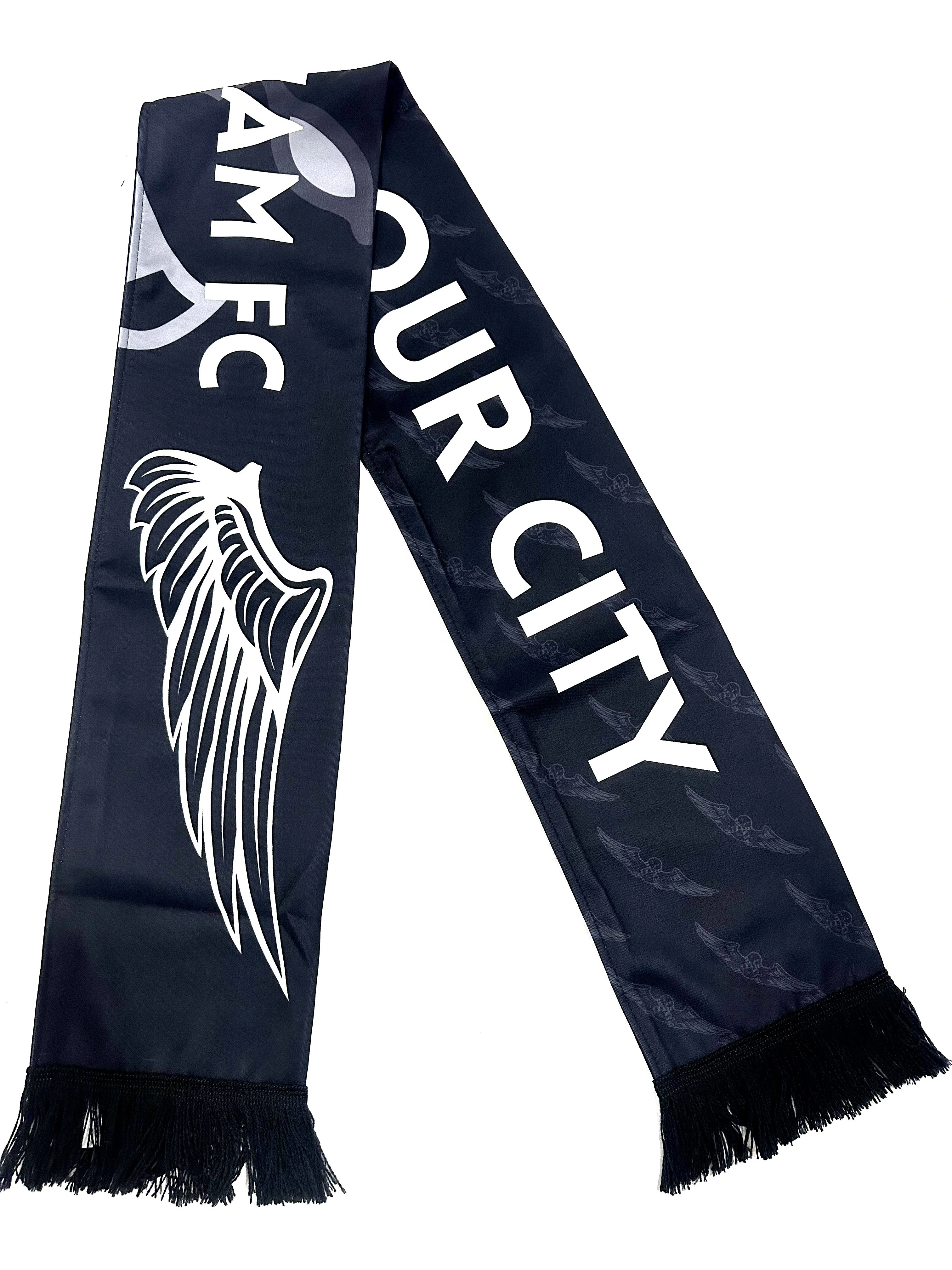 custom mini  polyester  design printing muffler and  Silk Digital Print Football Team Scarf