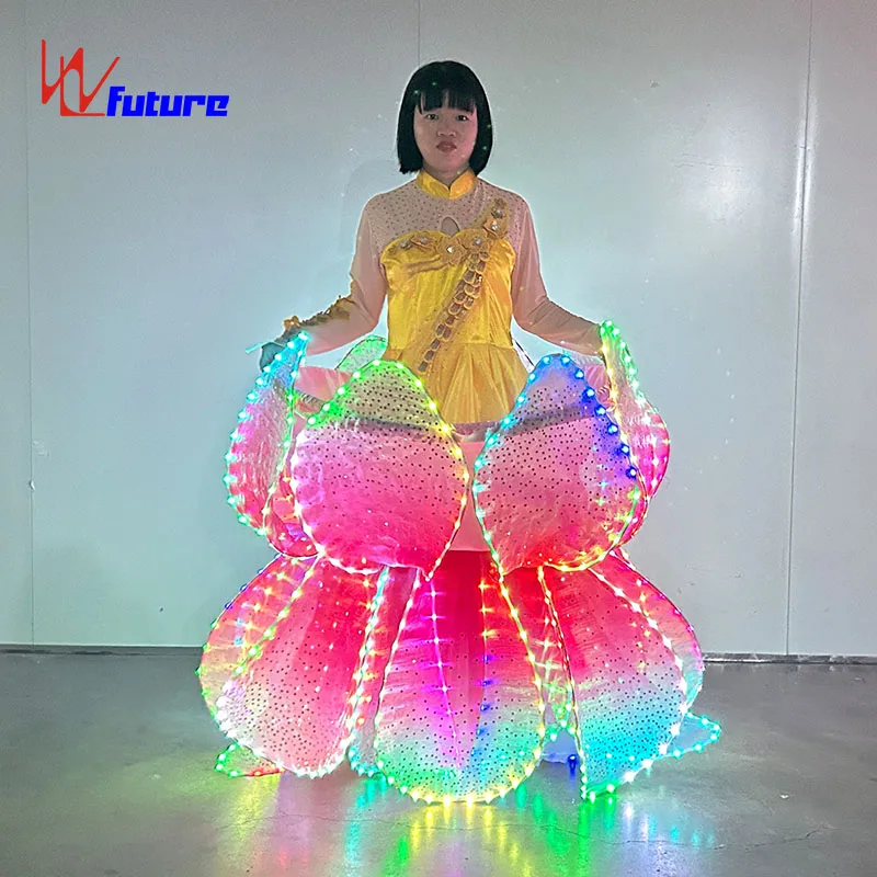 Sweet Opera LED Unisex Evening Dance Skirt Luminous Flower Petal Dress for Adults Ballroom Performance Stage Wear