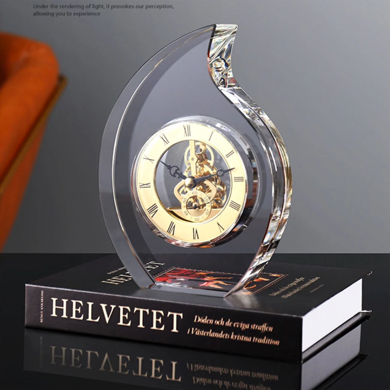 K9 Home Decorative Mechanical Table Clock for Business Giveaways Souvenir Transparent Unique Custom Crystal Customized Logo