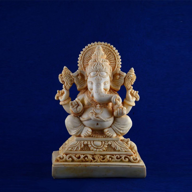 Factory Whole Sale Marble Ganesha Statue Large Size Religious Figure Elephant God Sculpture