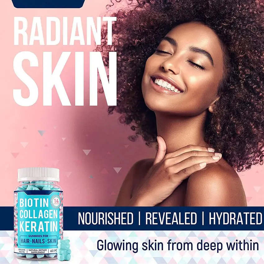 High Quality OEM Gummies for  health hair strong nails radiant skin Organic Pectin Vitamins  Natural Dirtary Suppolements