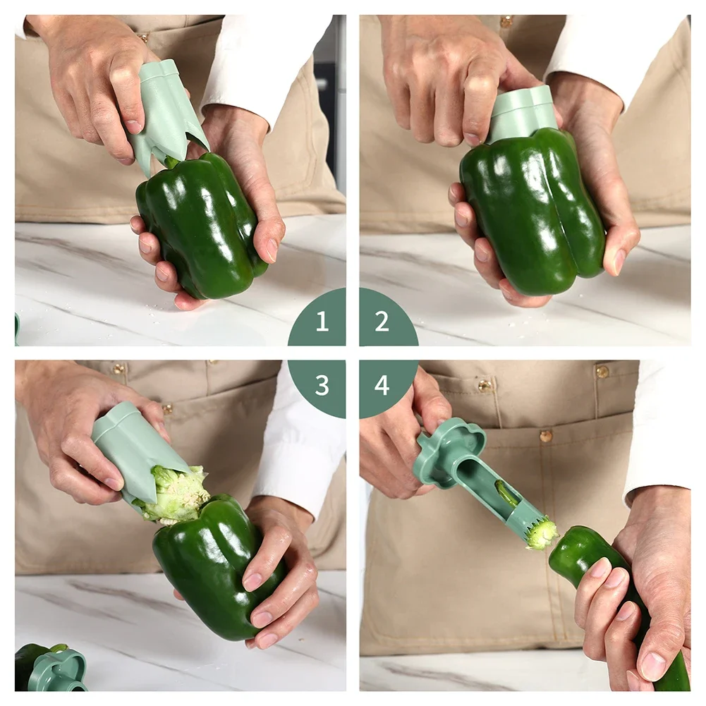 Pepper Corer Chili Seed Remover Jalapeno Peppers Cucumber Tomato Deseeder Twist Seed Bell Core Separator Cutter Kitchen Tool