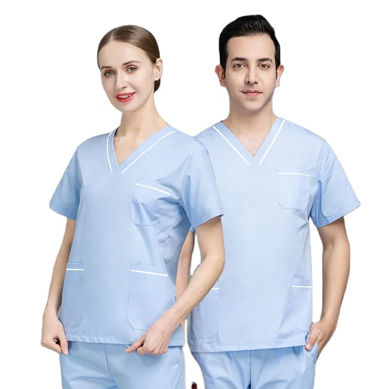 2024 New Beauty Spa Clinic Doctor Nursing Work Clothing Tops Pants Hospital Scrub Set Men Women V Neck Medical Scrubs Uniforms