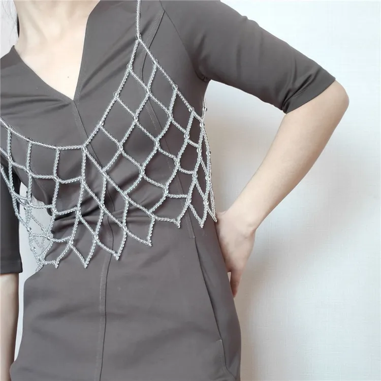 2021 new design ZA acrylic beads decorative bra ywaistcoat body chain jewelry