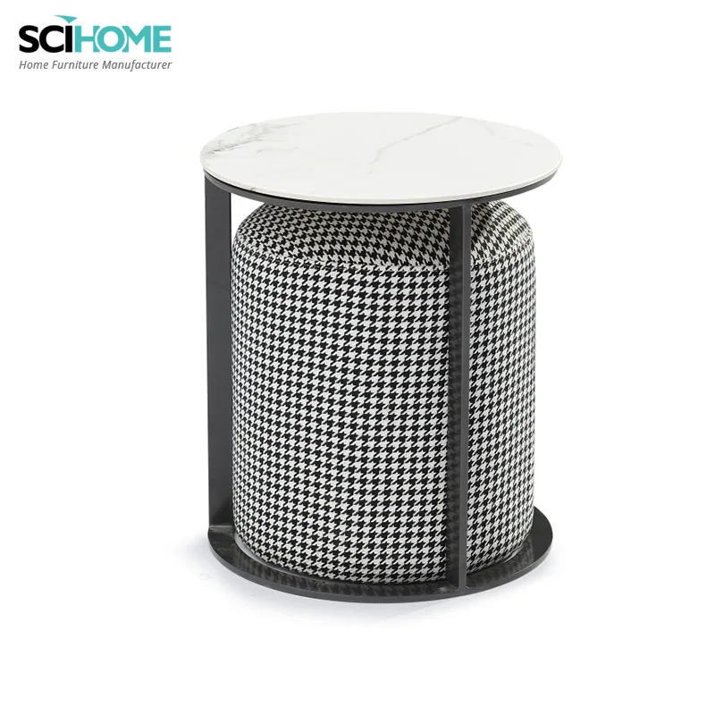 SCIHOME Multi Function Round Marble Coffee Table