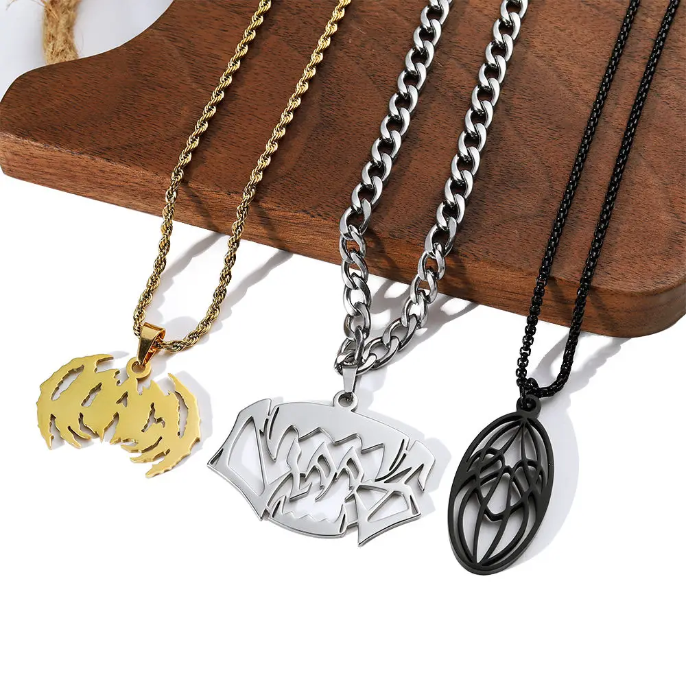 Design Your Name Letter 18K Gold Plated Necklace Collares  Punk Stainless Steel Enamel Necklaces Jewelry