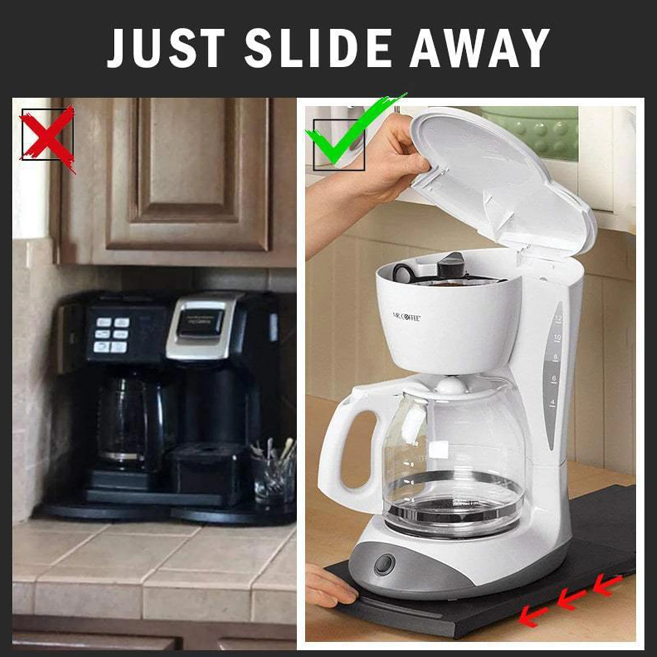 Coffee Machine Parts Handy Sliding Tray for Coffee Maker, Moving Caddy, Countertop Slider with Smooth Rolling Wheels