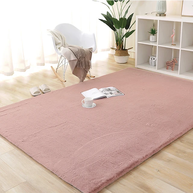 Washable Ultra Soft solid color Faux Fur Rug Shaggy Faux Rabbit Fur Carpet for Bedroom Dining Room Living Room