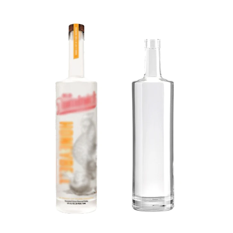 750ml Wholesale whiskey bottle glass Vodka Gin Tequila Whisky 700ml 500ml for Liquor Rum With Wooden Cork