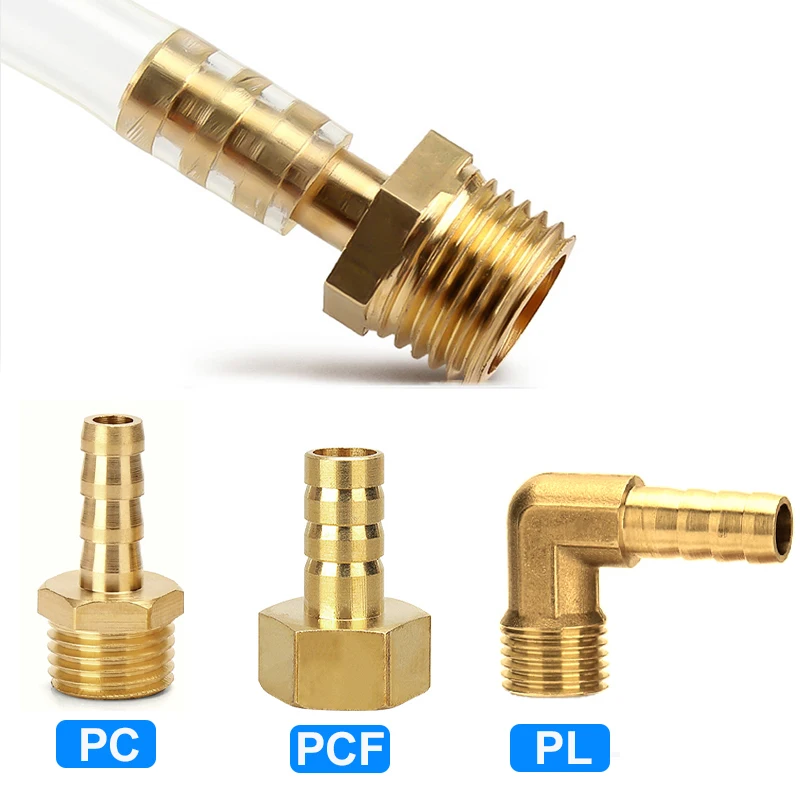PC PCF PL Pagoda разъем 6 8 10 12 14 16 мм шланг зазубрины соединитель шланга хвостовой резьбы 1/8 1/4 3/8 1/2 BSP латунный фитинг трубы