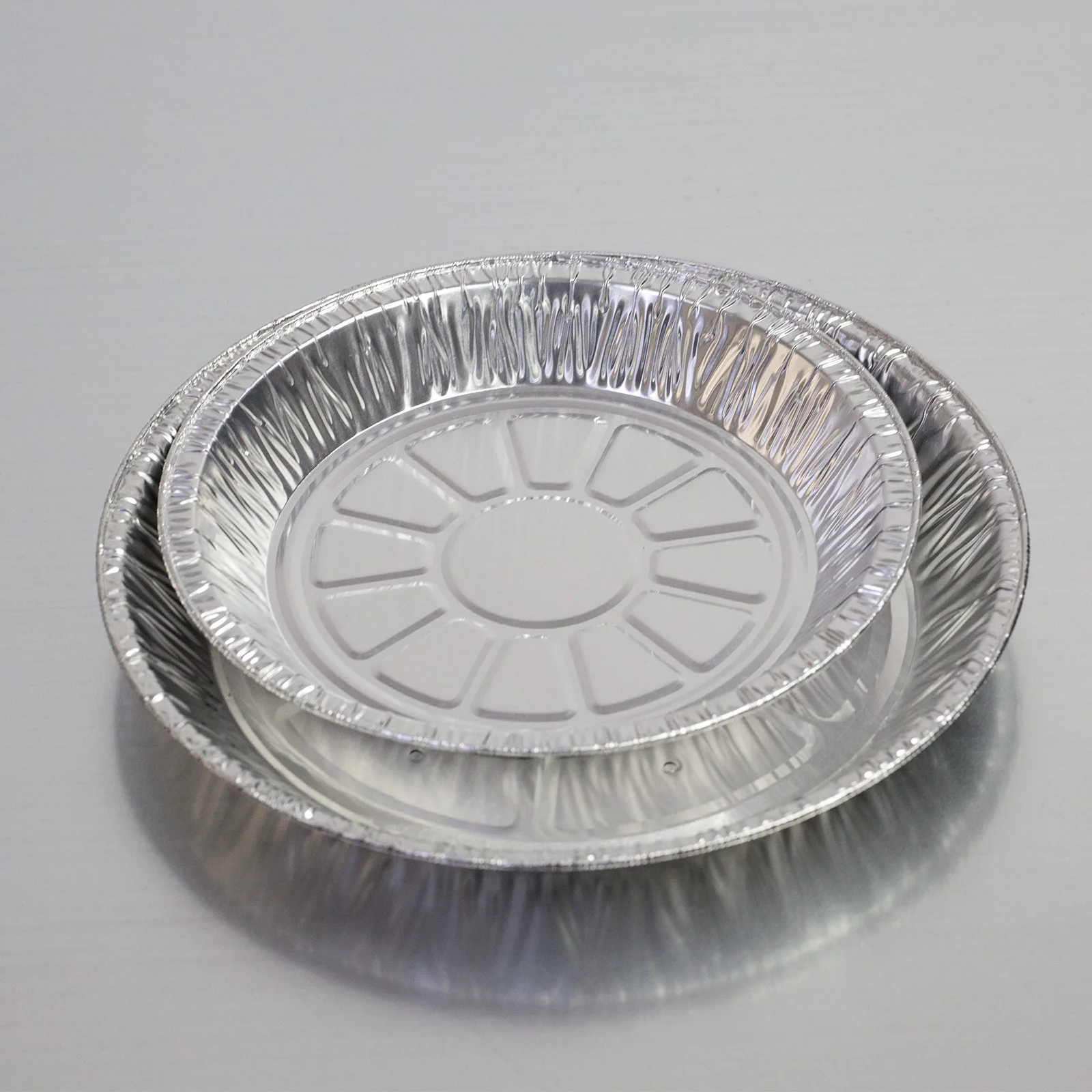 Disposable round aluminum foil pan pizza box 14 inch tin tray with clear plastic